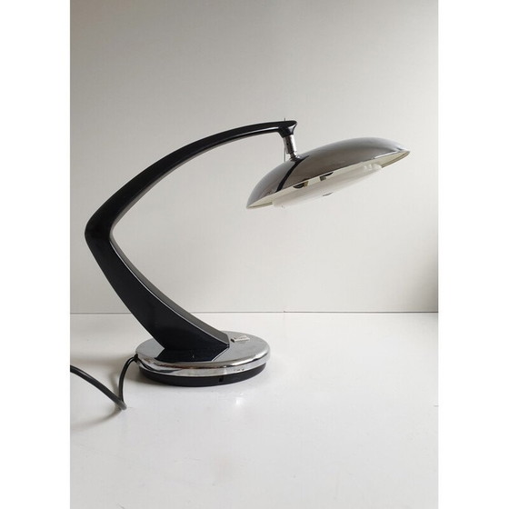 Image 1 of Lampe de table vintage noire et chromée par Fase, 1960