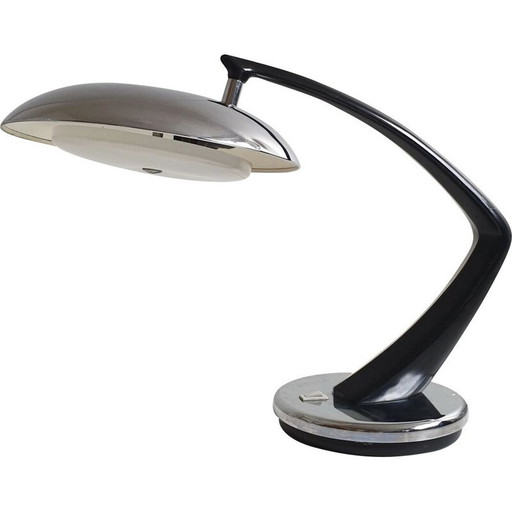 Lampe de table vintage noire et chromée par Fase, 1960