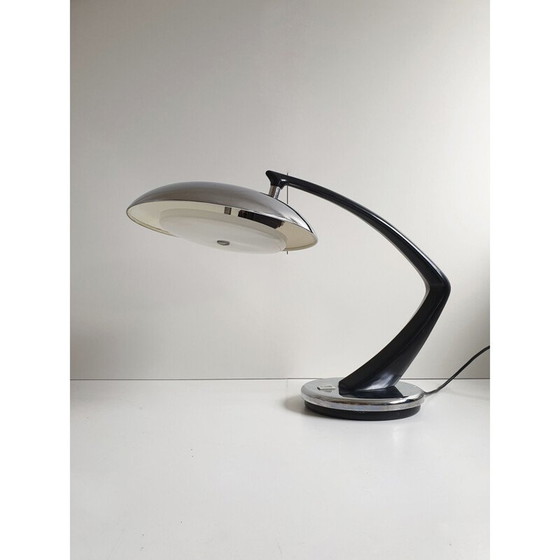 Image 1 of Lampe de table vintage noire et chromée par Fase, 1960
