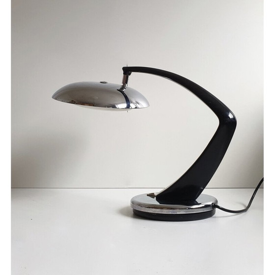 Image 1 of Lampe de table vintage noire et chromée par Fase, 1960