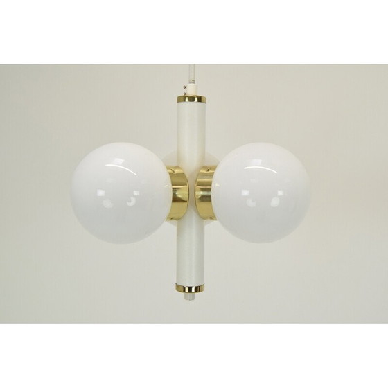 Image 1 of Lustre vintage en métal, laiton et verre par Instala Decin, Tchécoslovaquie 1970