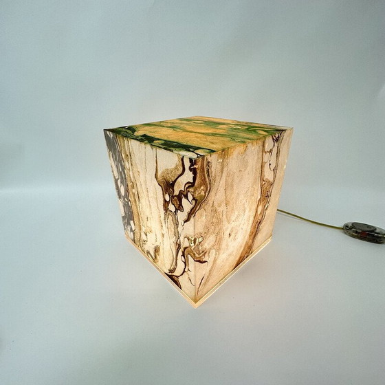 Image 1 of Lampe de table cube en lucite, Mid Century, années 1970