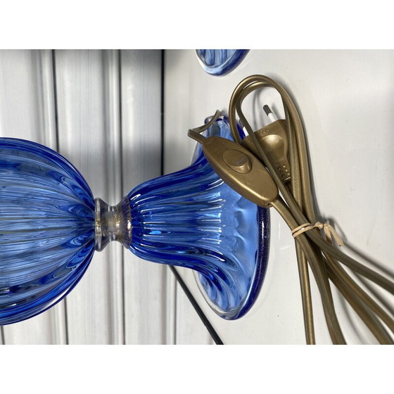 Image 1 of Paire de lampes vintage en verre de Murano par Toso, 1980