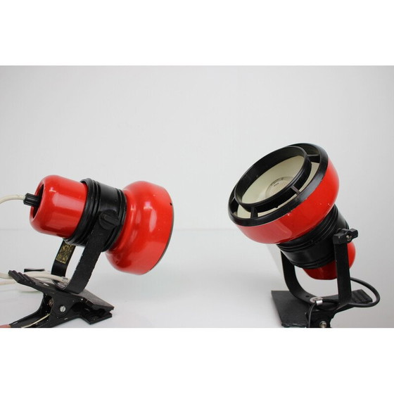 Image 1 of Paire d'appliques vintage en métal, chrome et plastique pour Elektrofem, Hongrie 1970