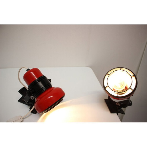 Image 1 of Paire d'appliques vintage en métal, chrome et plastique pour Elektrofem, Hongrie 1970