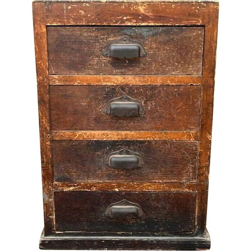 Meuble vintage à 4 tiroirs avec poignées en coquillage