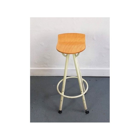 Image 1 of Tabouret d'écolier vintage en bois et métal