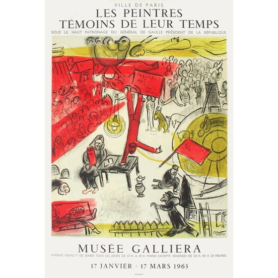 Image 1 of Affiche vintage du Musée Galliéra par Marc Chagall, 1963