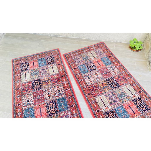 Paire de tapis vintage en pure laine, 1990