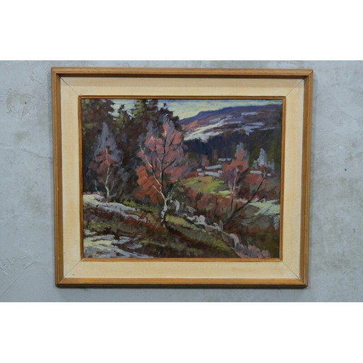 Huile sur panneau de Nils Marcus, Suède 1950