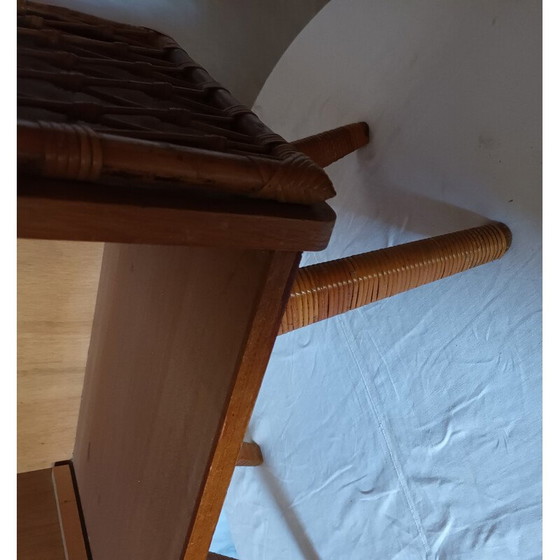 Image 1 of Bibliothèque vintage en bois, bambou, rotin et verre, années 1950