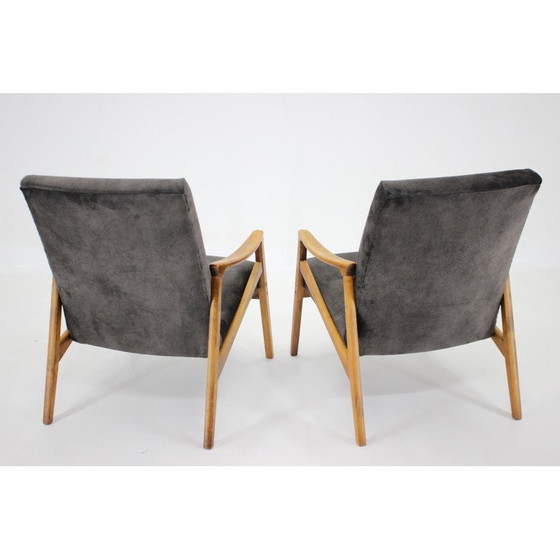 Image 1 of Paire de fauteuils vintage en bois de hêtre avec rembourrage, Tchécoslovaquie années 1960