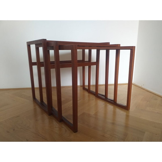 Image 1 of Ensemble de 3 tables gigognes vintage en teck, Danemark années 1960