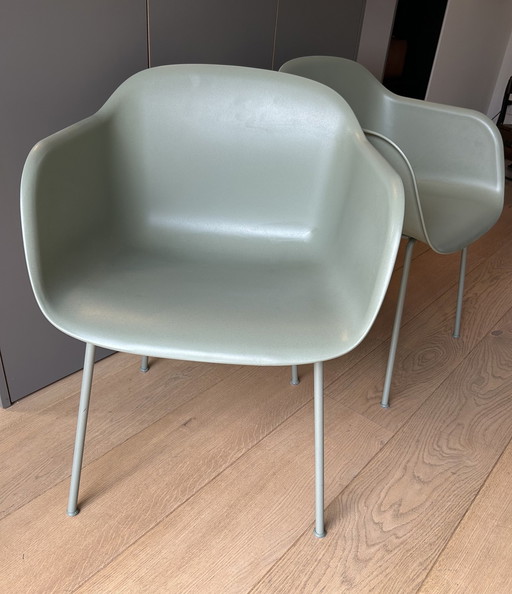 2X Muuto Fiber Tube Chair - Dusty Green