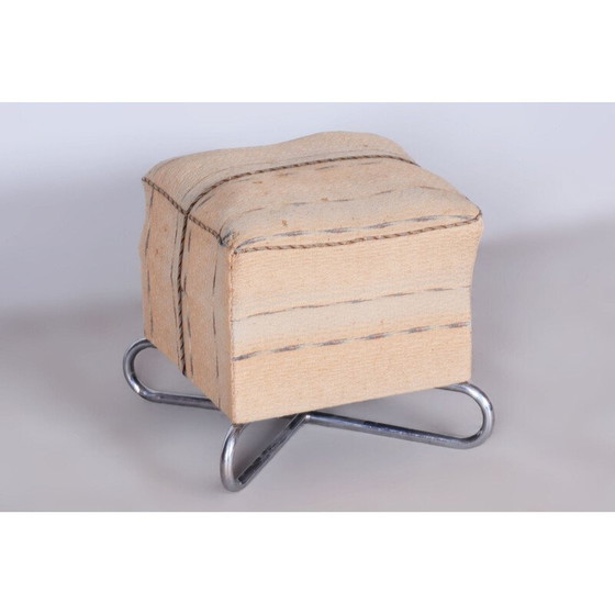 Image 1 of Tabouret vintage Bauhaus en acier chromé, Tchécoslovaquie 1920