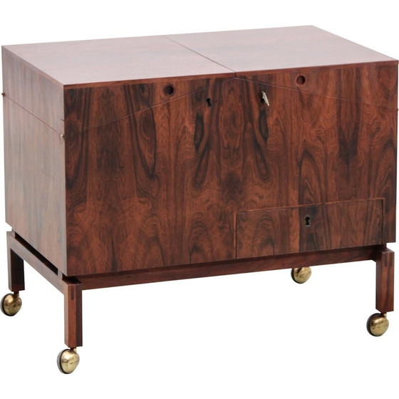 Image 1 of Bar roulant scandinave vintage en bois de rose par Lief Alring pour Cf Christiansen