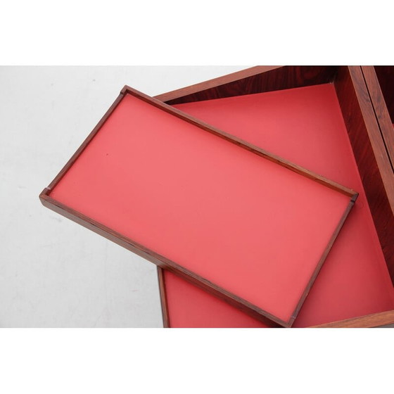 Image 1 of Bar roulant scandinave vintage en bois de rose par Lief Alring pour Cf Christiansen