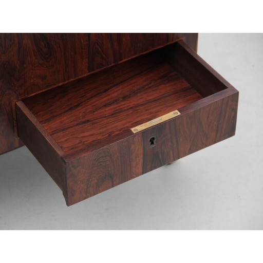 Bar roulant scandinave vintage en bois de rose par Lief Alring pour Cf Christiansen