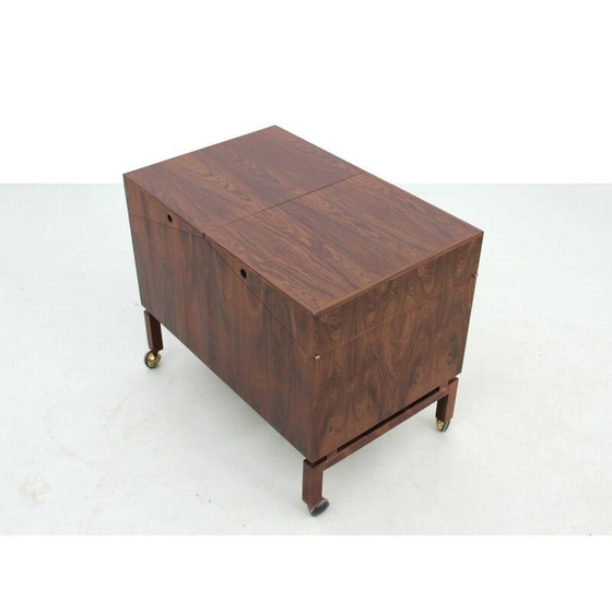 Image 1 of Bar roulant scandinave vintage en bois de rose par Lief Alring pour Cf Christiansen
