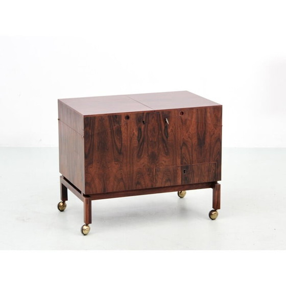 Image 1 of Bar roulant scandinave vintage en bois de rose par Lief Alring pour Cf Christiansen