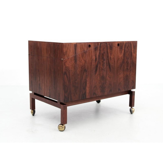 Image 1 of Bar roulant scandinave vintage en bois de rose par Lief Alring pour Cf Christiansen