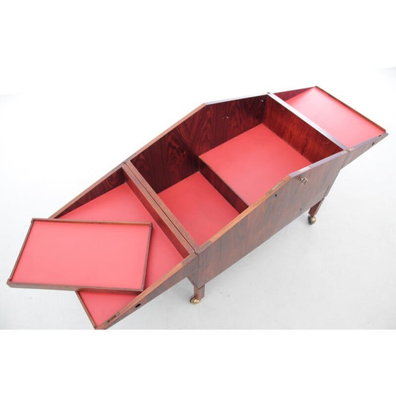 Image 1 of Bar roulant scandinave vintage en bois de rose par Lief Alring pour Cf Christiansen