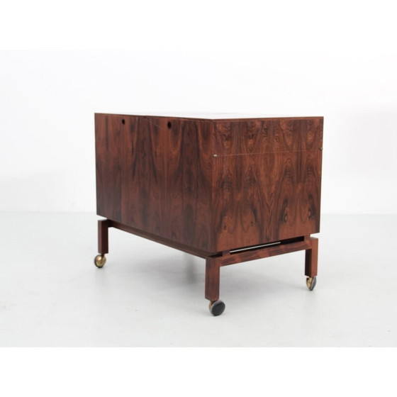 Image 1 of Bar roulant scandinave vintage en bois de rose par Lief Alring pour Cf Christiansen