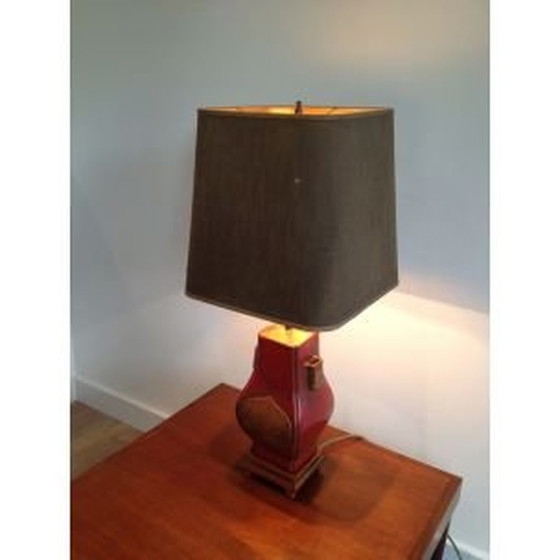 Image 1 of Lampe vintage en laque rouge et or, France 1960