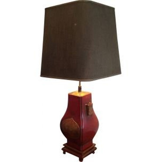 Image 1 of Lampe vintage en laque rouge et or, France 1960