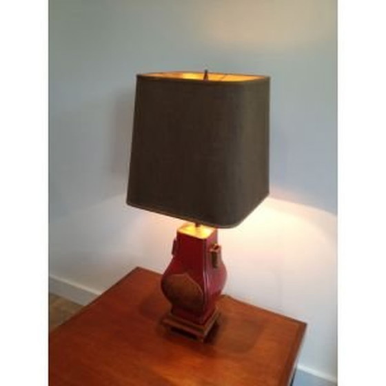 Image 1 of Lampe vintage en laque rouge et or, France 1960