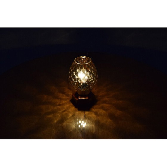Image 1 of Lampe de table vintage en bois et verre par Drevo Humpolec, Tchécoslovaquie 1960
