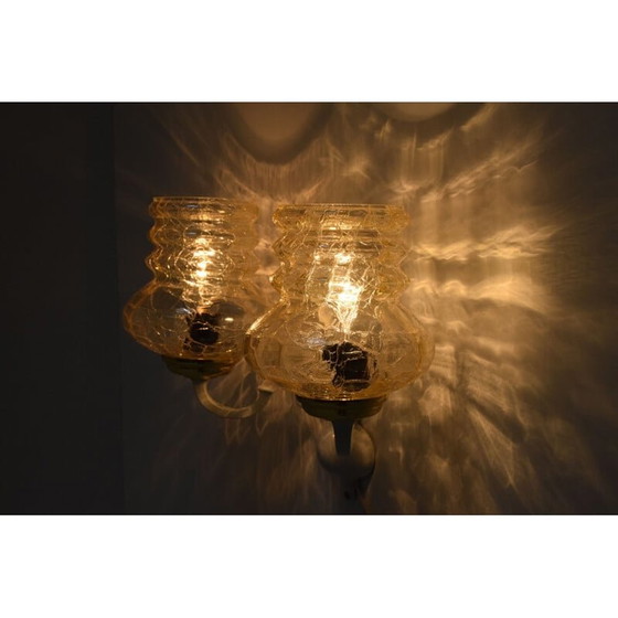 Image 1 of Applique vintage en verre et métal, tchèque 1970