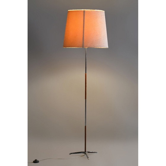 Image 1 of Lampadaire vintage en palissandre et acier chromé, Tchécoslovaquie 1960
