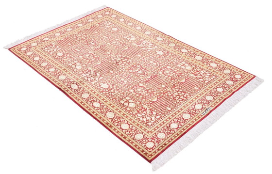 Image 1 of Tapis persan Qom Étonnante soie pure - Tile Design & Signature
