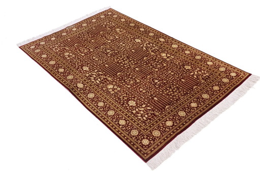 Tapis persan Qom Étonnante soie pure - Tile Design & Signature