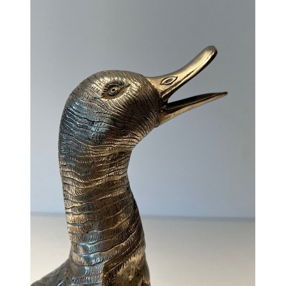Image 1 of Canard vintage en bronze argenté, 1970