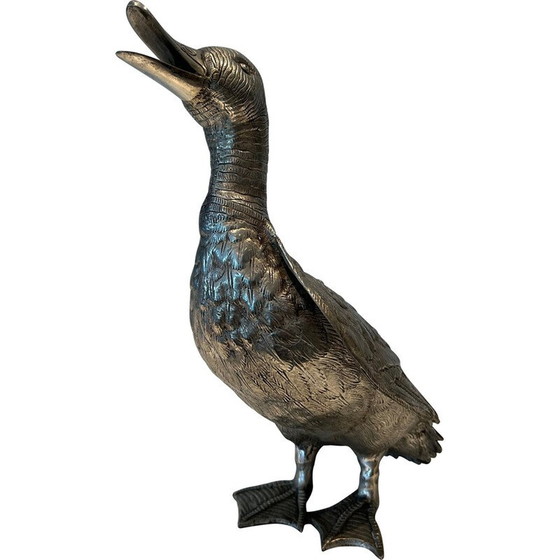 Image 1 of Canard vintage en bronze argenté, 1970