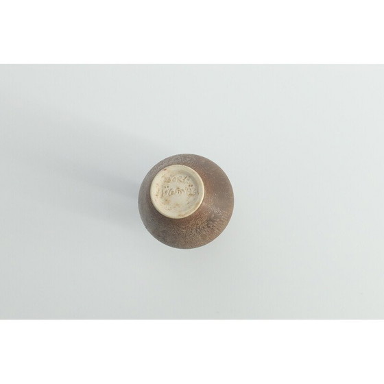 Image 1 of Ensemble de 4 vases vintage en grès brun par Gunnar Borg pour Höganäs Ceramics, Suède 1960