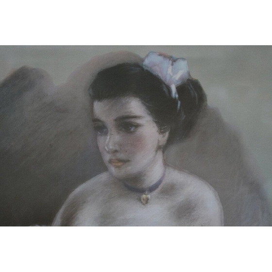 Image 1 of Aquarelle et pastel sur papier de Knud Hougart, années 1930