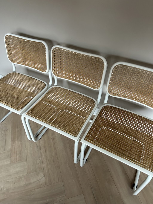 3x Chaises de salle à manger blanches à sangles