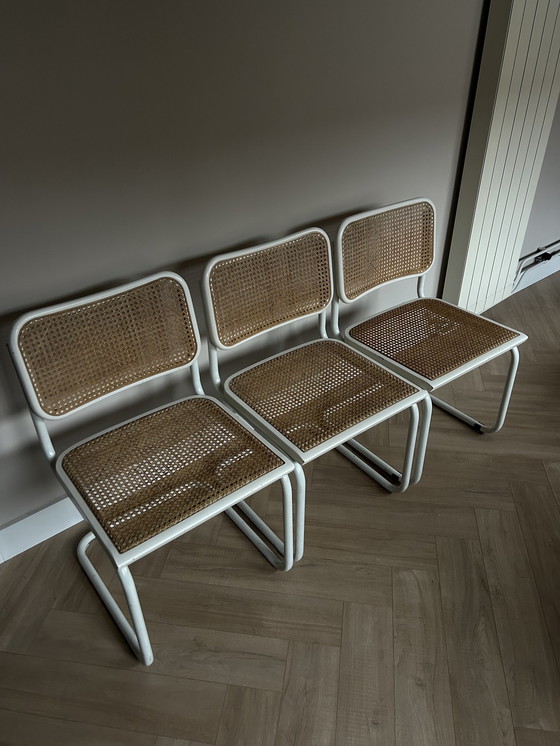 Image 1 of 3x Chaises de salle à manger blanches à sangles