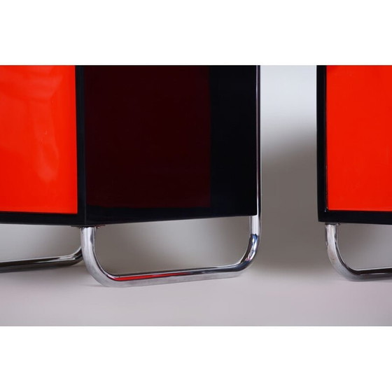 Image 1 of Tables de nuit vintage Vichr a Spol noir et rouge, années 1930