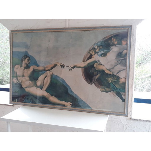 Imprimé vintage "Michelangelo's Creation of Adam", Italie 1993