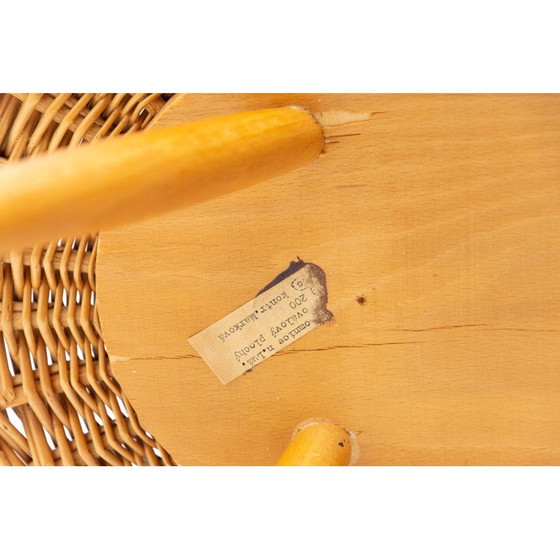 Image 1 of Tabouret en rotin du milieu du siècle par Jan Kalous pour Úluv, Tchécoslovaquie années 1960