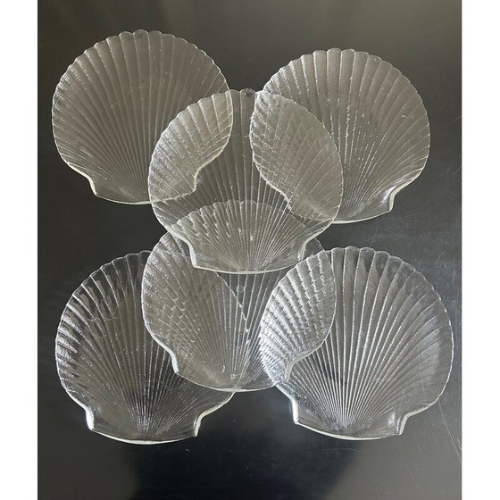 Image 1 of Ensemble de 6 assiettes en verre à coquille, France 1980