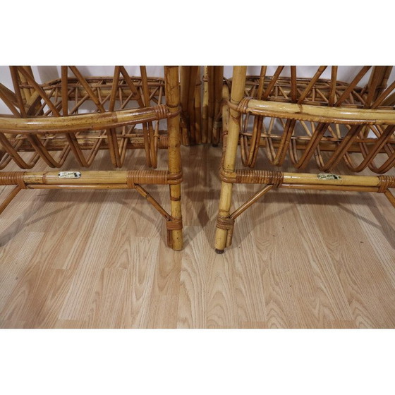 Image 1 of Paire de fauteuils en rotin vintage par Audoux Minnet, 1960