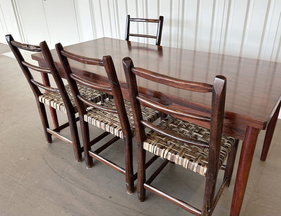 Image 1 of Grande table de salle à manger en bois de rose, 1960, extensible