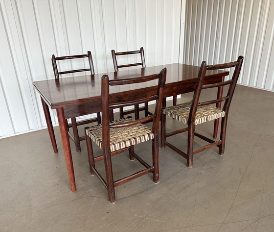 Image 1 of Grande table de salle à manger en bois de rose, 1960, extensible