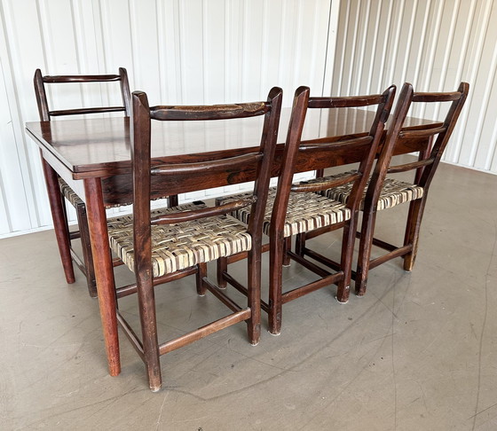 Image 1 of Grande table de salle à manger en bois de rose, 1960, extensible