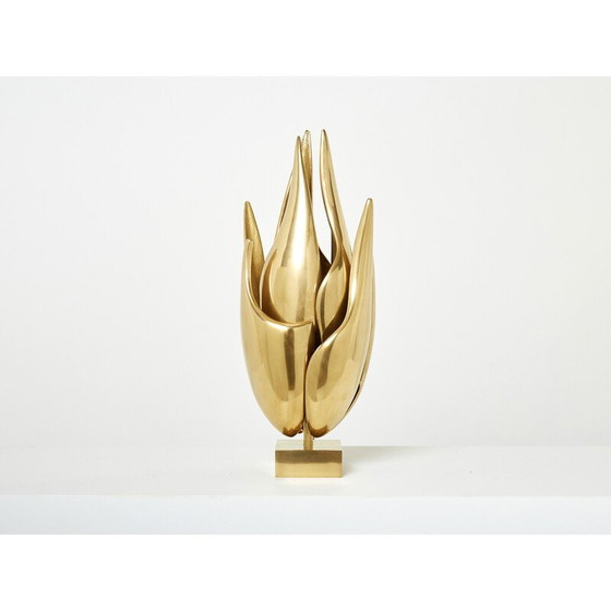 Image 1 of Lampe à flamme en bronze doré par Michel Armand, 1970